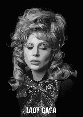 Lady Gaga Black and White Portrait