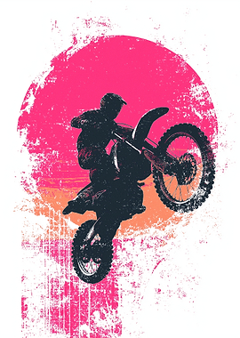 Motocross Rider Silhouette with Pink Backdrop