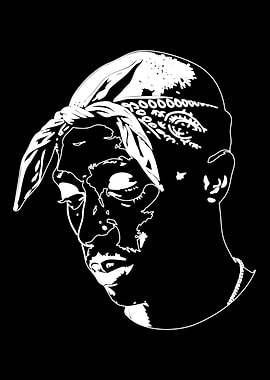Tupac Shakur Black and White Portrait