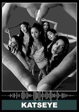Katseye Group Portrait in Black and White