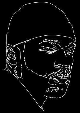 Man's Portrait in White Outline