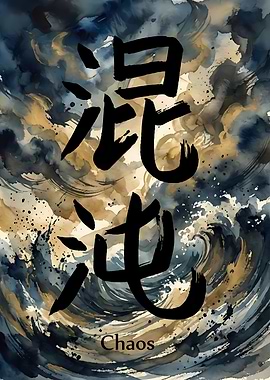 Chaos: Japanese Calligraphy Watercolor Art