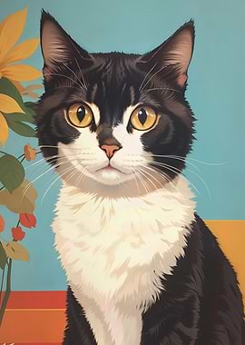 Elegant Black and White Cat Portrait