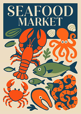 Seafood Market Illustration