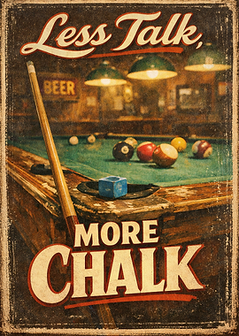 Less Talk, More Chalk Billiards Poster