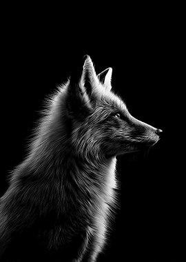 Monochrome Fox Portrait