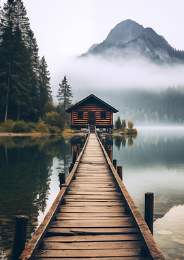 Cabin on Lake Wooden Pier