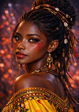 Beautiful Woman with Braids and Jewelry