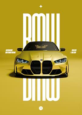 BMW G80 M3 / G82 M4 Yellow Car Poster