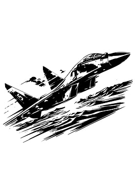 Black and White Jet Illustration