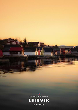 Leirvik, Norway Coastal Village at Sunset