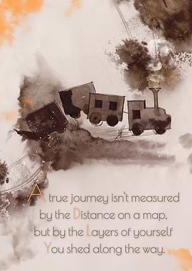 Watercolor Train with Inspirational Journey Quote