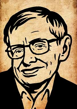 Stephen Hawking Portrait Black and White
