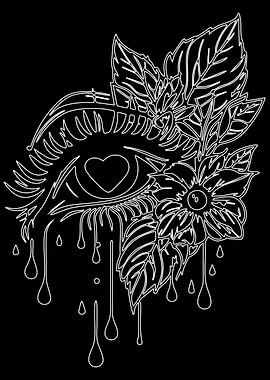 Heart Eye with Floral Tears