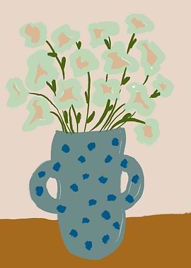 Floral Still Life with Blue Vase