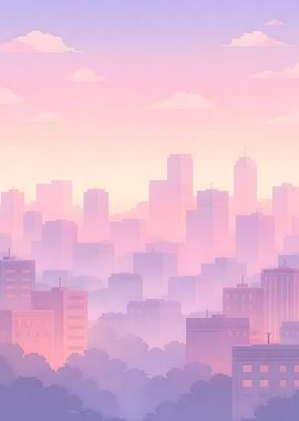 Pixel Art Cityscape at Sunset