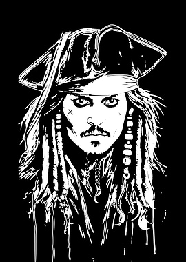 Captain Jack Sparrow Black and White Portrait