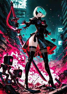 2B Nier Automata Digital Art