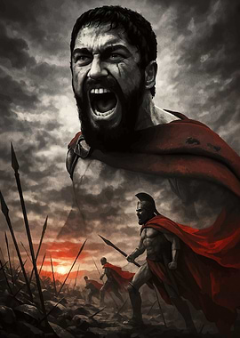 Spartan Warrior Battle Scene