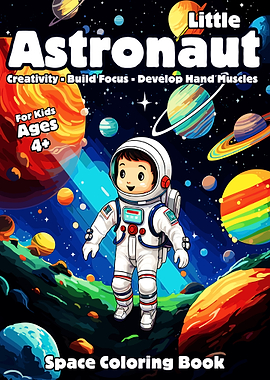 Little Astronaut Space Coloring Book Cover