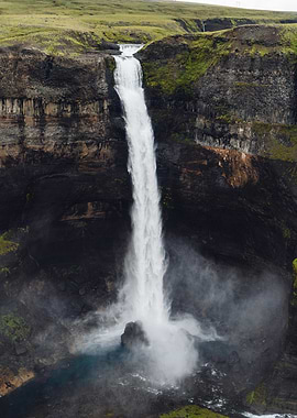 Majestic Waterfall in Iceland Landscape