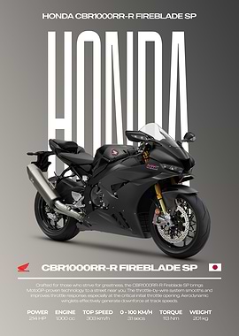 Honda CBR1000RR-R Fireblade SP Motorcycle Poster