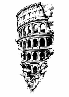 Colosseum Illustration in Black and White