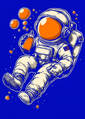 Astronaut Sipping Drink in Space