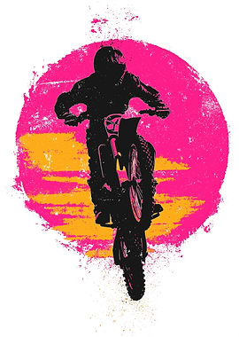Motocross Rider Silhouette with Pink Backdrop