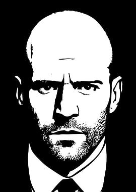 Jason Statham Portrait Black and White