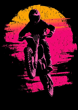 Motocross Rider Silhouette with Sunset Backdrop