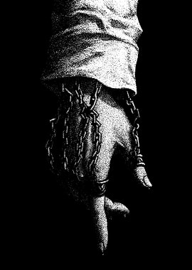 Chained Hand in Black and White