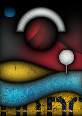 Abstract Landscape with Spheres and Waves