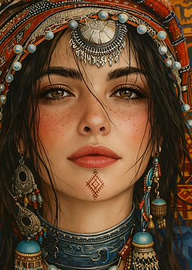 Portrait of a Tamazight woman in traditional attire