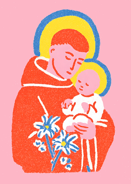 Saint Anthony with Child Illustration