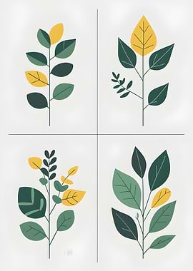 Botanical Illustration: Four Leaf Designs