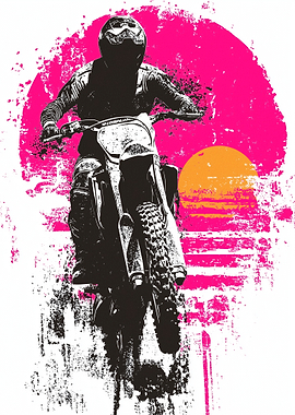 Motocross Rider Silhouette with Sunset Backdrop