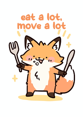 Cute Fox with Cutlery Illustration