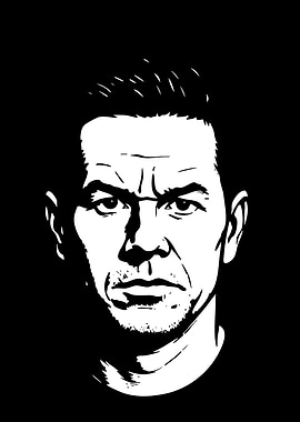 Mark Wahlberg Portrait Black and White