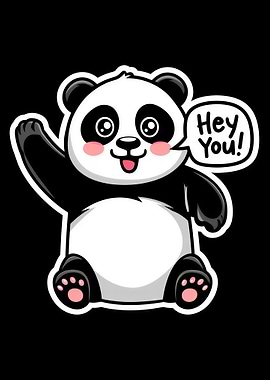 Cute Panda Waving Hello Cartoon