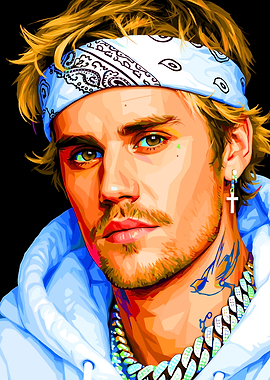 Justin Bieber Portrait with Bandana