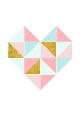 Geometric Heart with Pastel and Gold