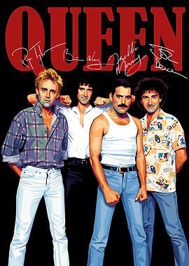 Queen Band Portrait with Signatures