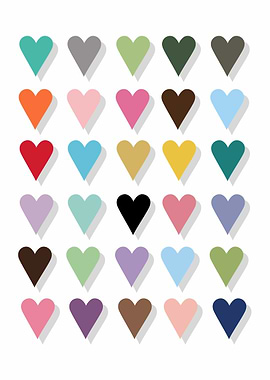 Colorful Heart Pattern on White Background