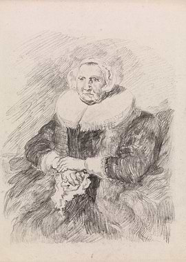 Pencil Sketch of an Elderly Woman