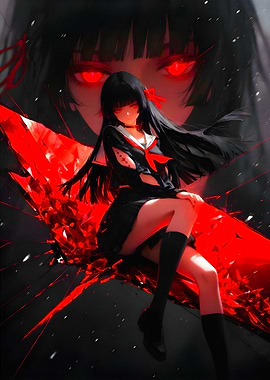 Anime Girl with Red Eyes