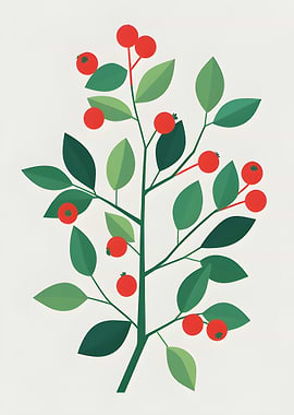 Stylized Berry Branch Illustration