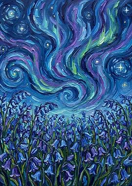 Bluebells and Aurora Painting