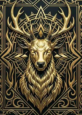 Golden Art Deco Stag