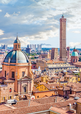 Bologna cityscape with towers and domes